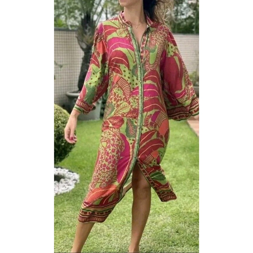 FARM Rio Tropical Printed Midi Shirt Dress